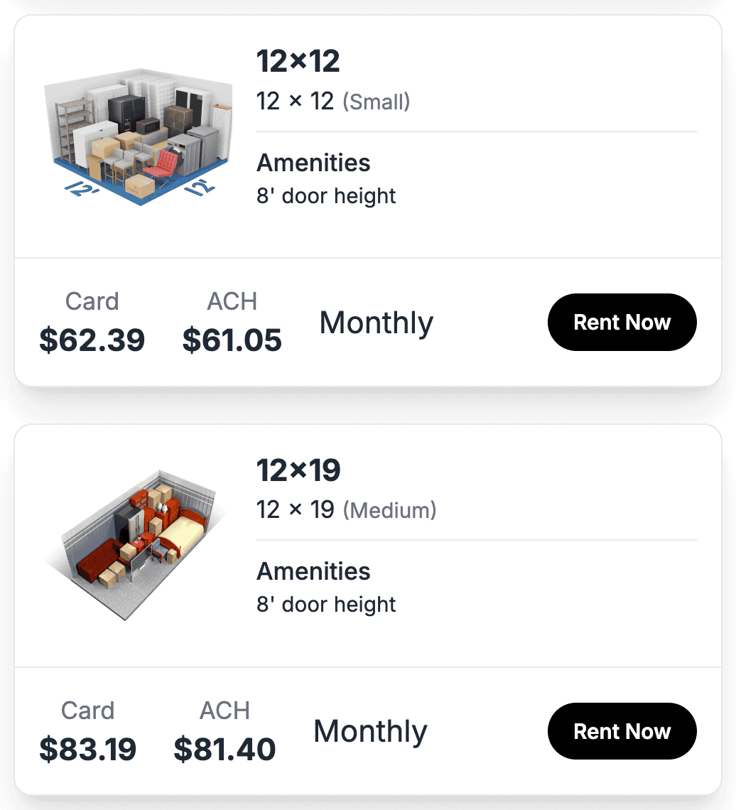 dual pricing website self storage