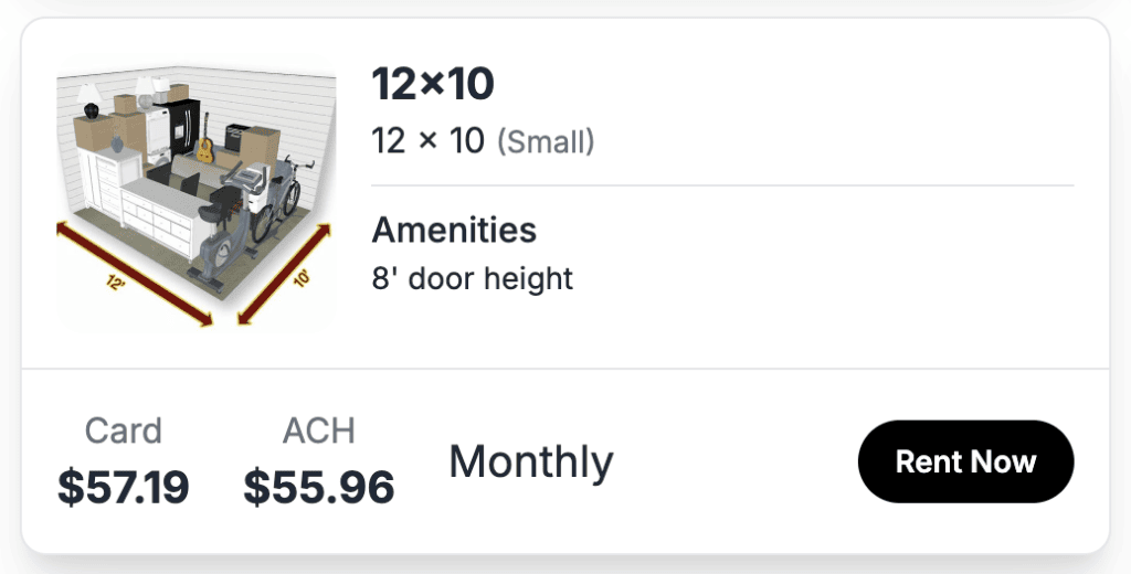 self storage card and ach dual pricing