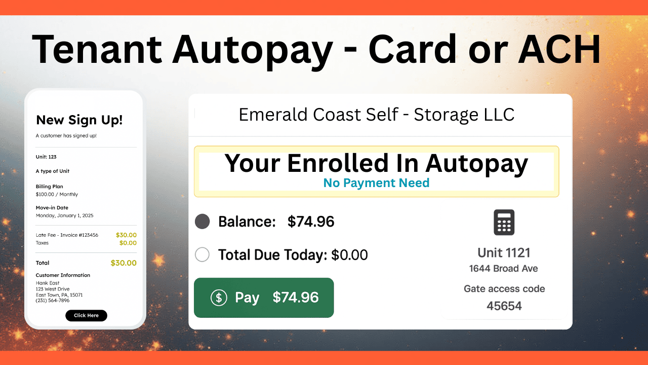 Tenant autopay card or ACH