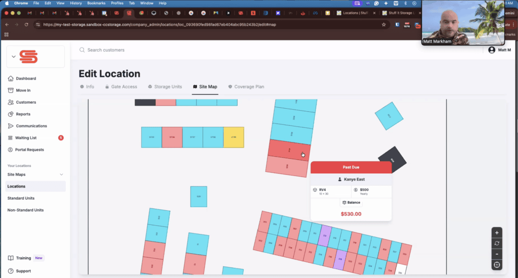 Live demo for CC Storage Self Storage Software