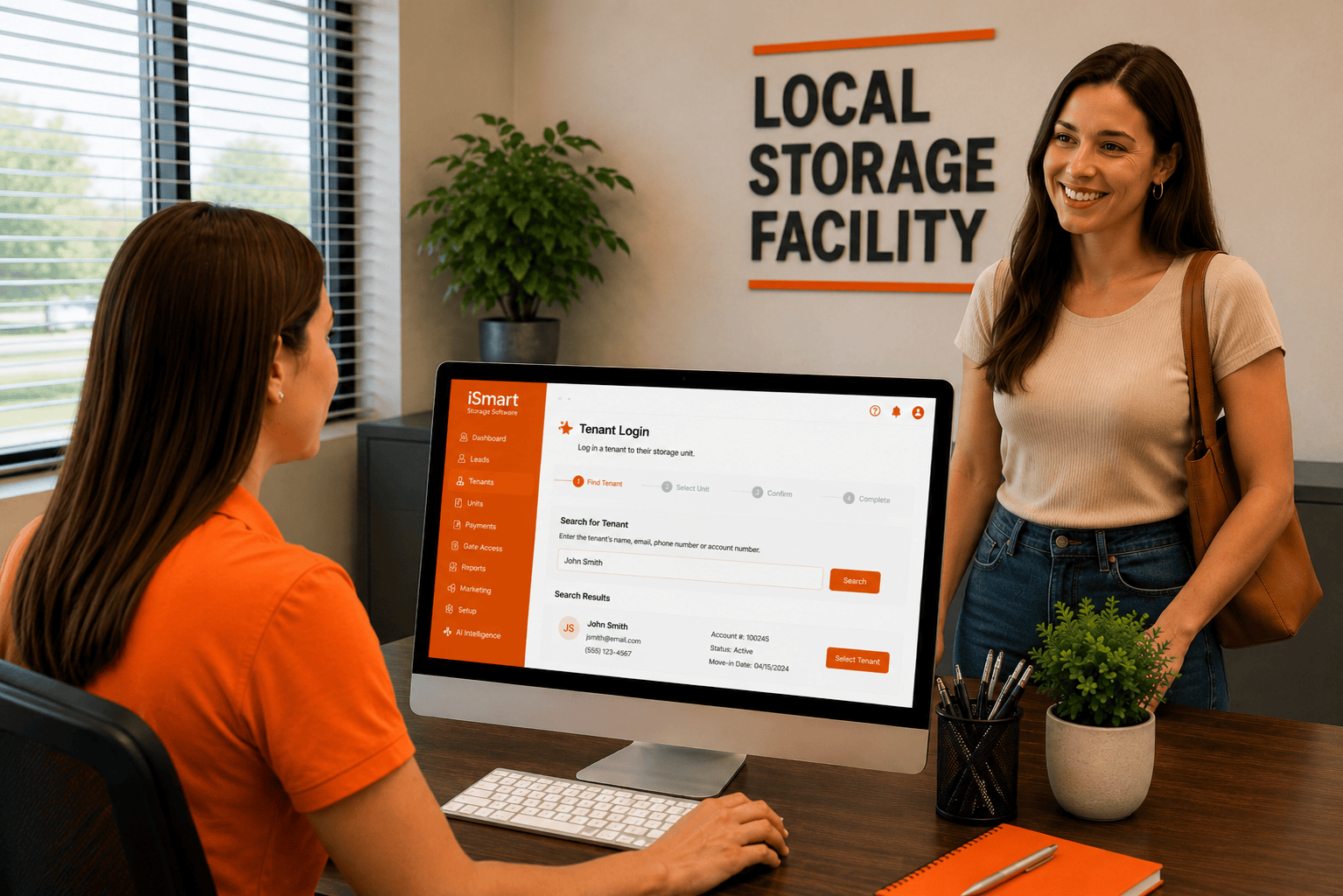 Professional customer service at storage facility